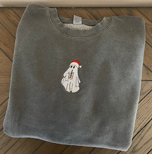 Iced Coffee Ghostie Embroidered Sweatshirt